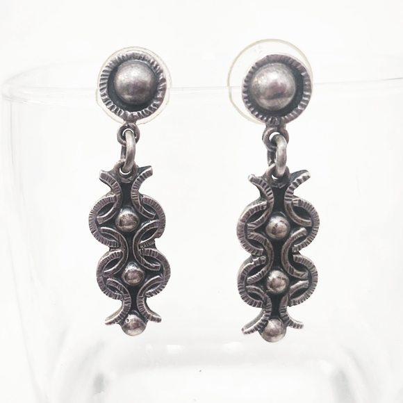 Vintage Taxco Sterling Silver Mid-Century Modern Earrings - Picture 3 of 4